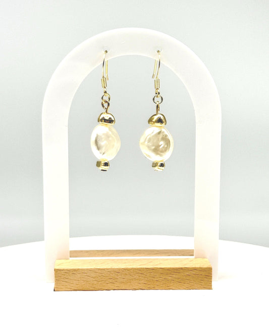 Baroque Pearl-Like Drop Unique Gold Earrings – Classic & Versatile Jewelry