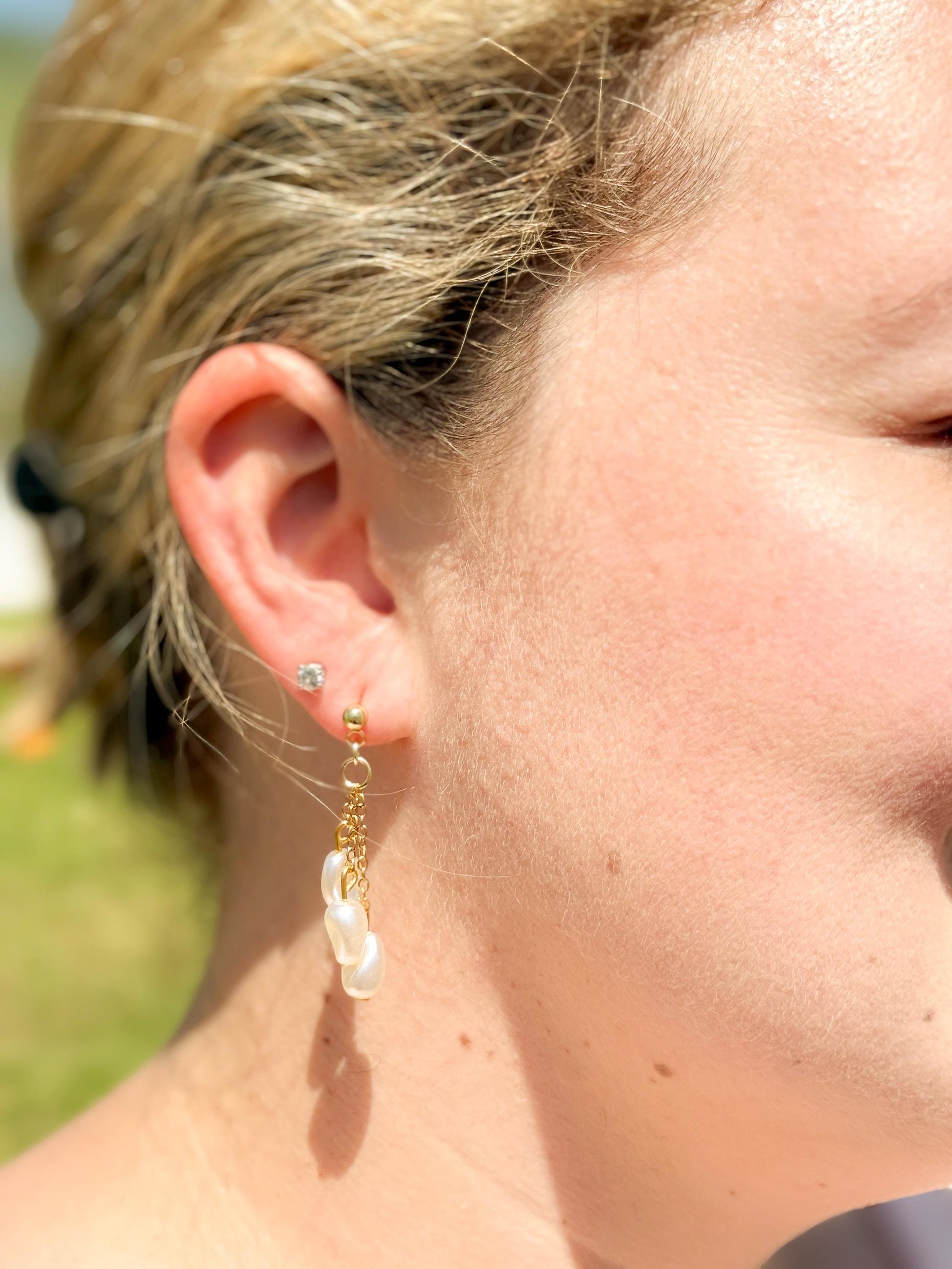 Handcrafted Baroque Pearl Cascade Earrings – Elegant Beaded Dangle Jewelry