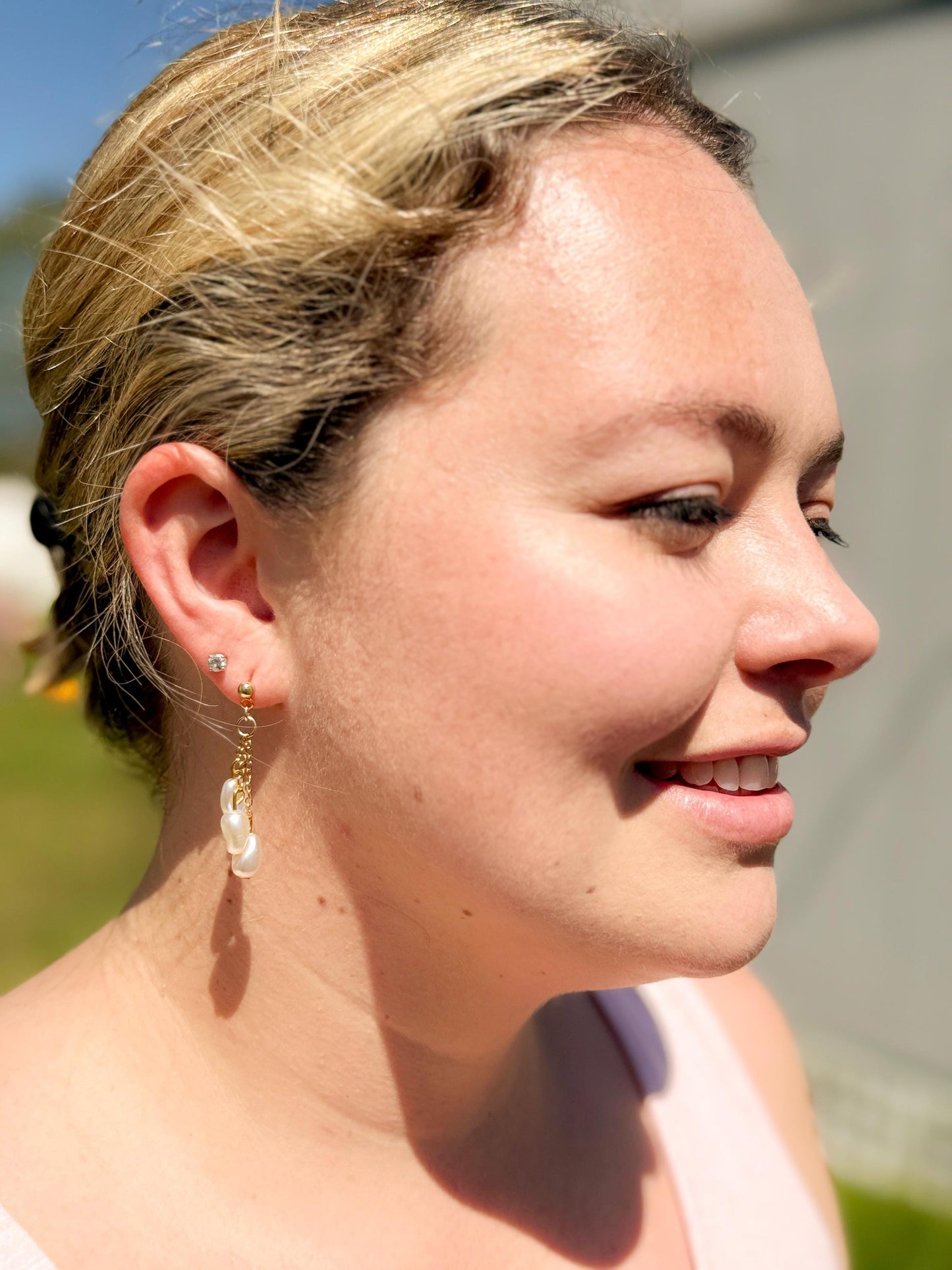 Handcrafted Baroque Pearl Cascade Earrings – Elegant Beaded Dangle Jewelry