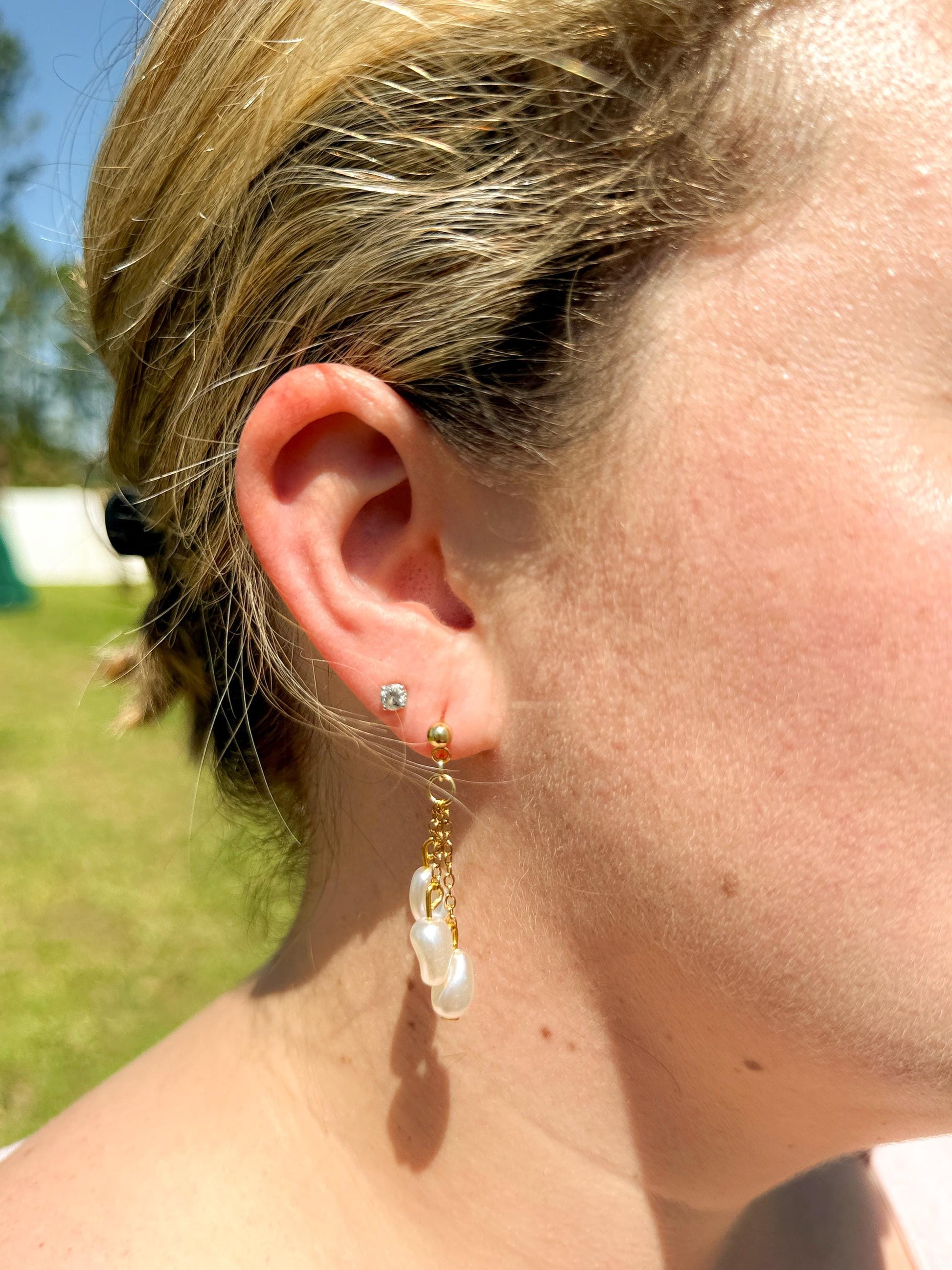 Handcrafted Baroque Pearl Cascade Earrings – Elegant Beaded Dangle Jewelry
