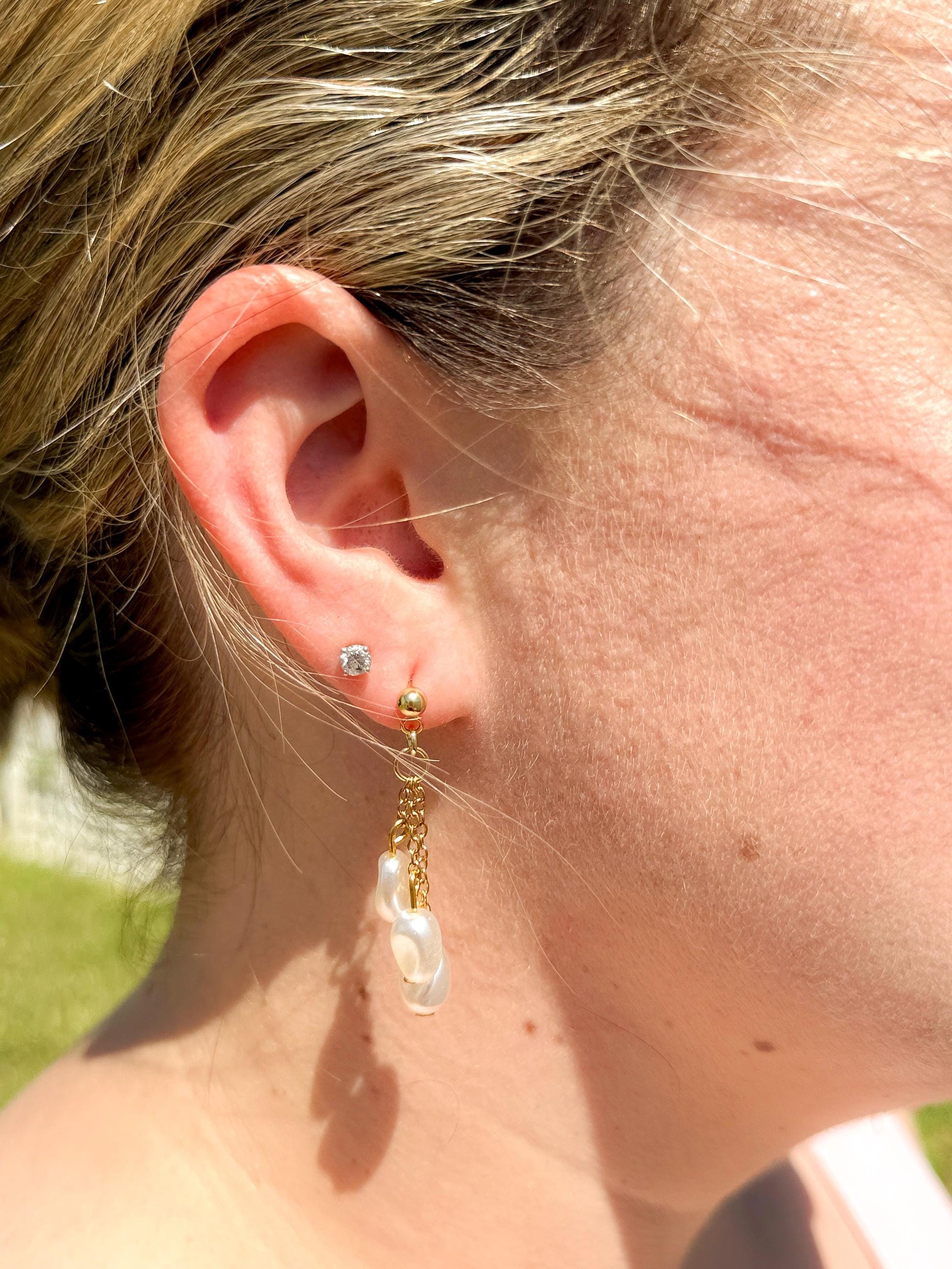 Handcrafted Baroque Pearl Cascade Earrings – Elegant Beaded Dangle Jewelry