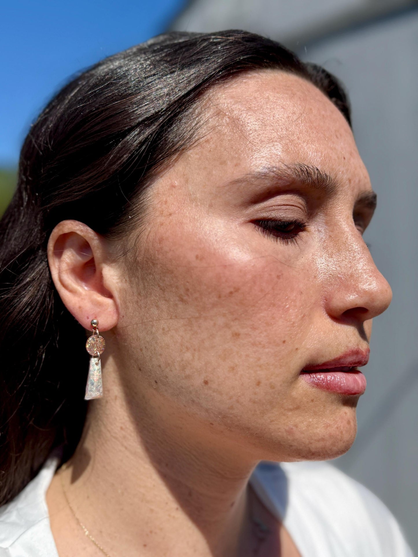 Handmade Glitter Resin Drop Earrings: Gold Geometric Dangles