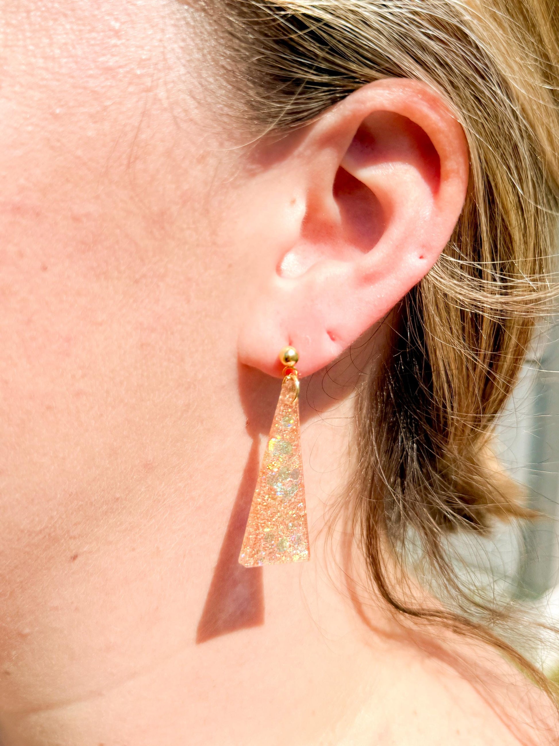 Trapezoid Glitter Resin Earrings: Multicolor Confetti Dangles