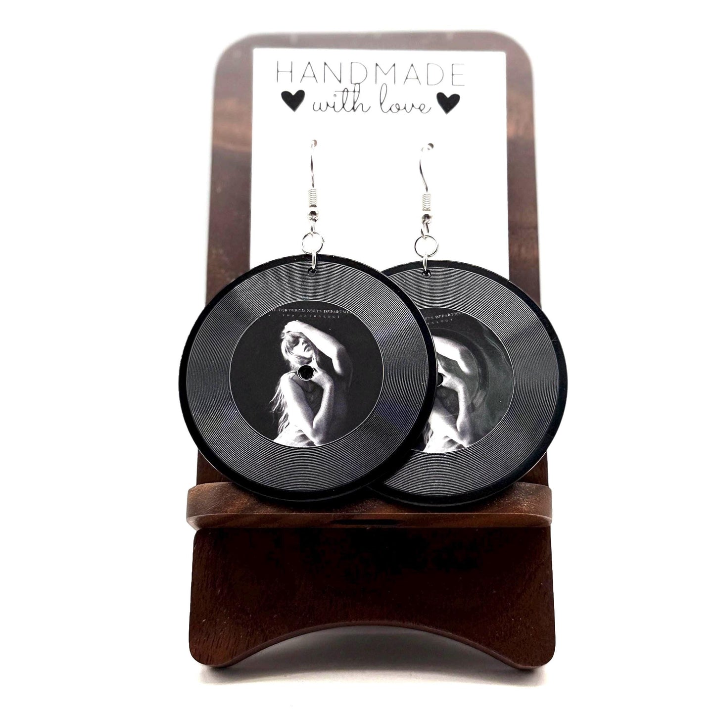 Custom Album Cover Vinyl Record Earrings: 14K Gold, Sterling Silver, or Steel