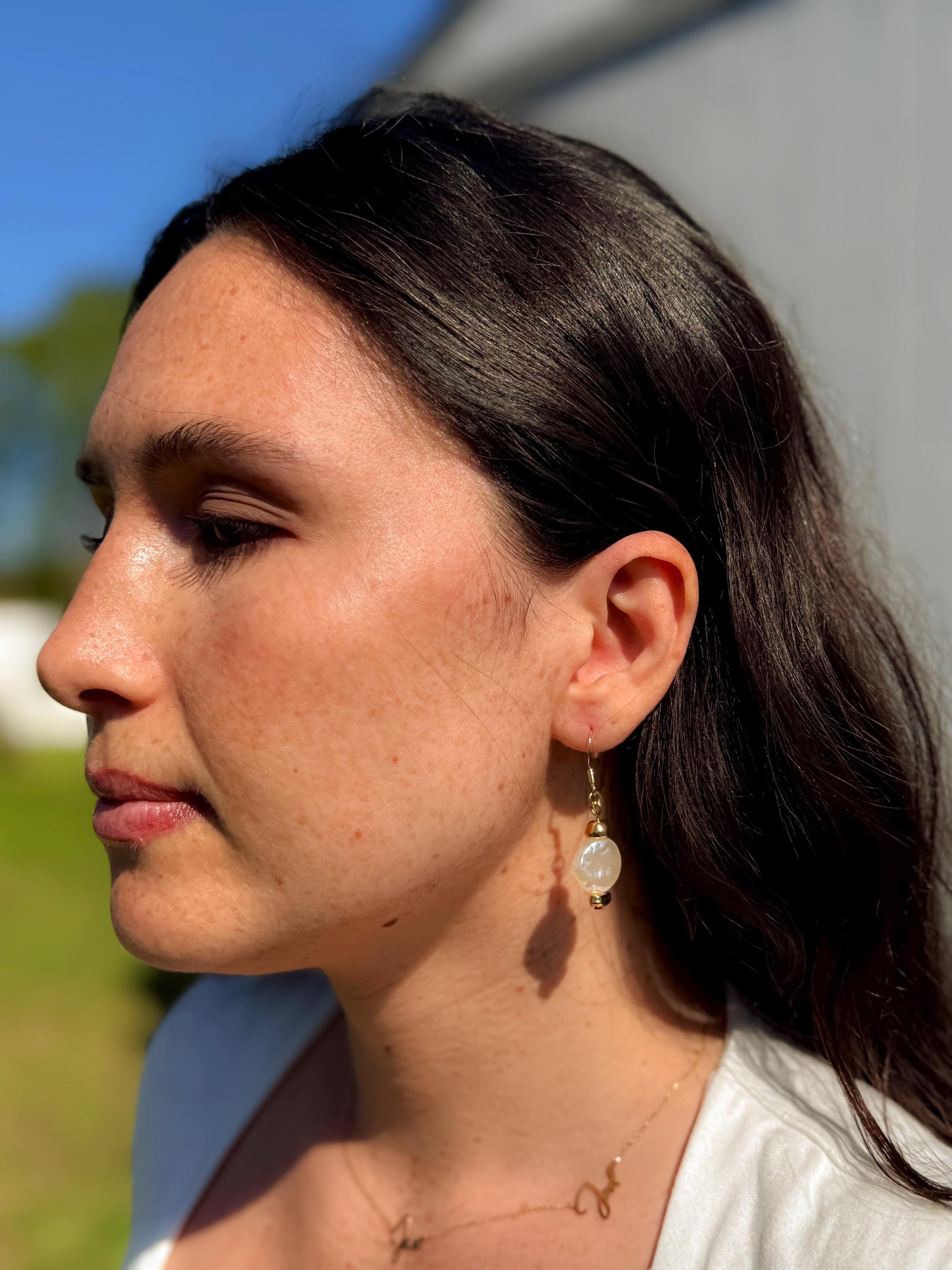 Baroque Pearl-Like Drop Unique Gold Earrings – Classic & Versatile Jewelry