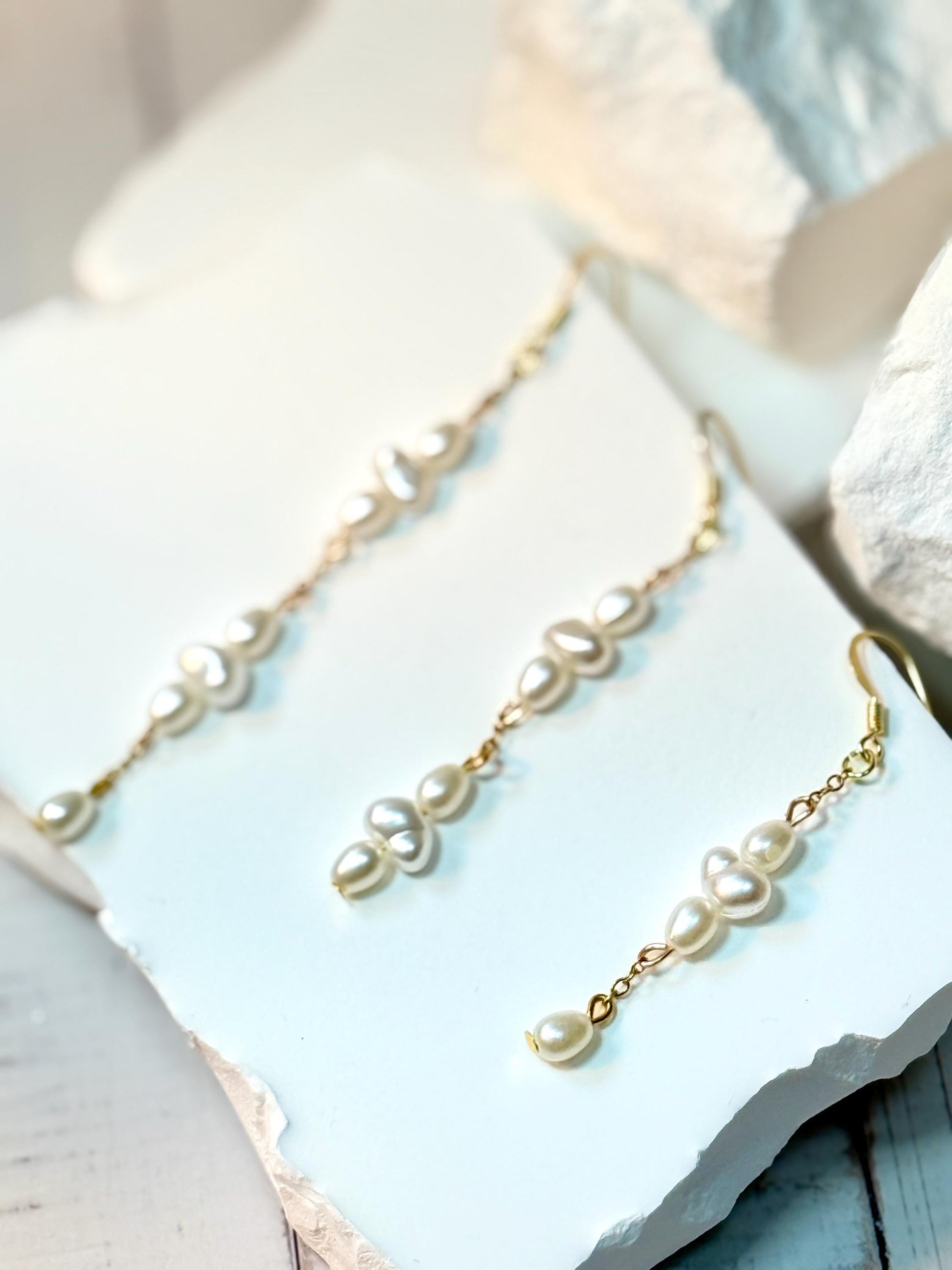 Handcrafted Baroque Faux Pearl Earrings – Three Length Options for Elegant Dangle Jewelry