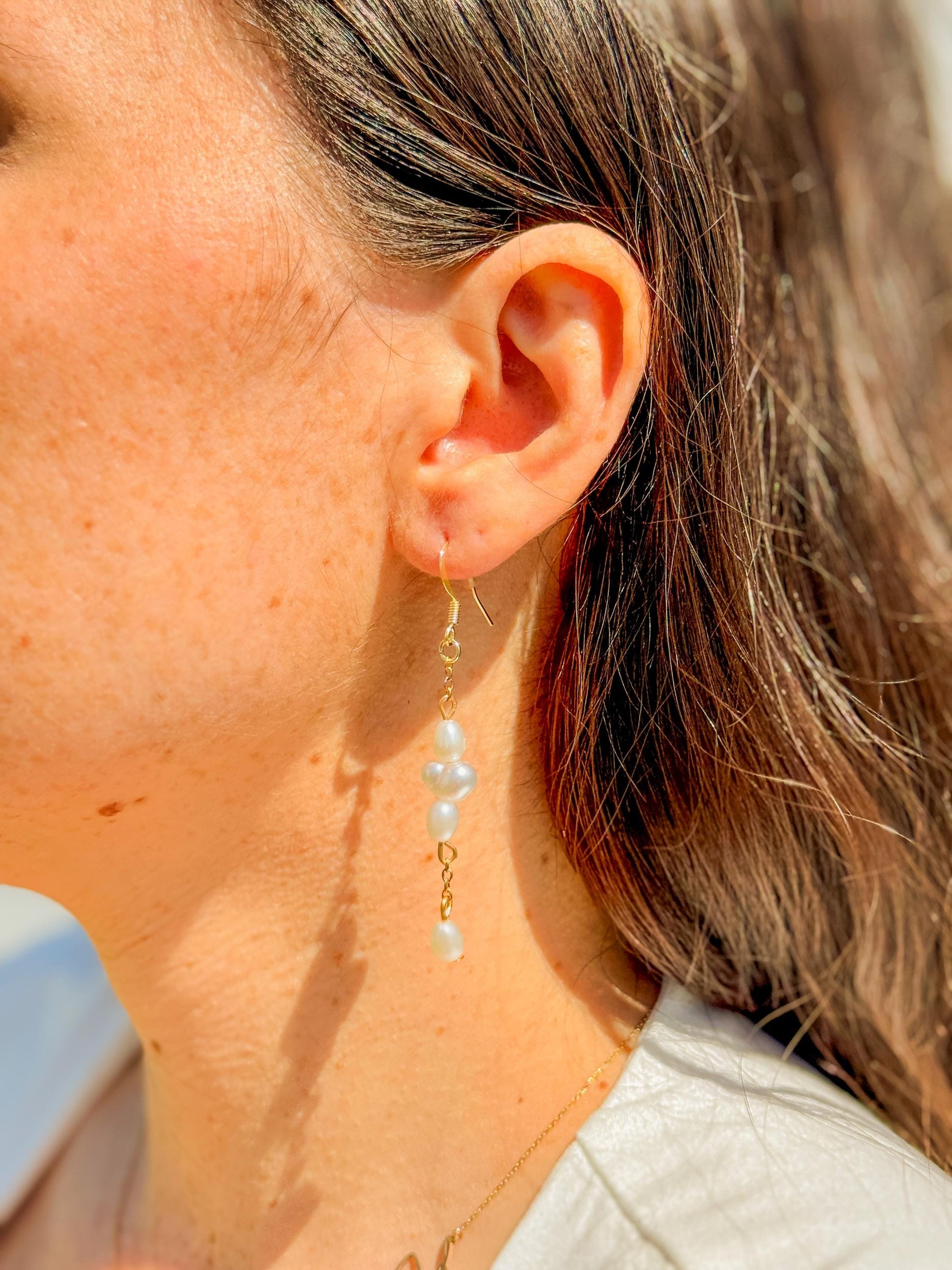 Handcrafted Baroque Faux Pearl Earrings – Three Length Options for Elegant Dangle Jewelry