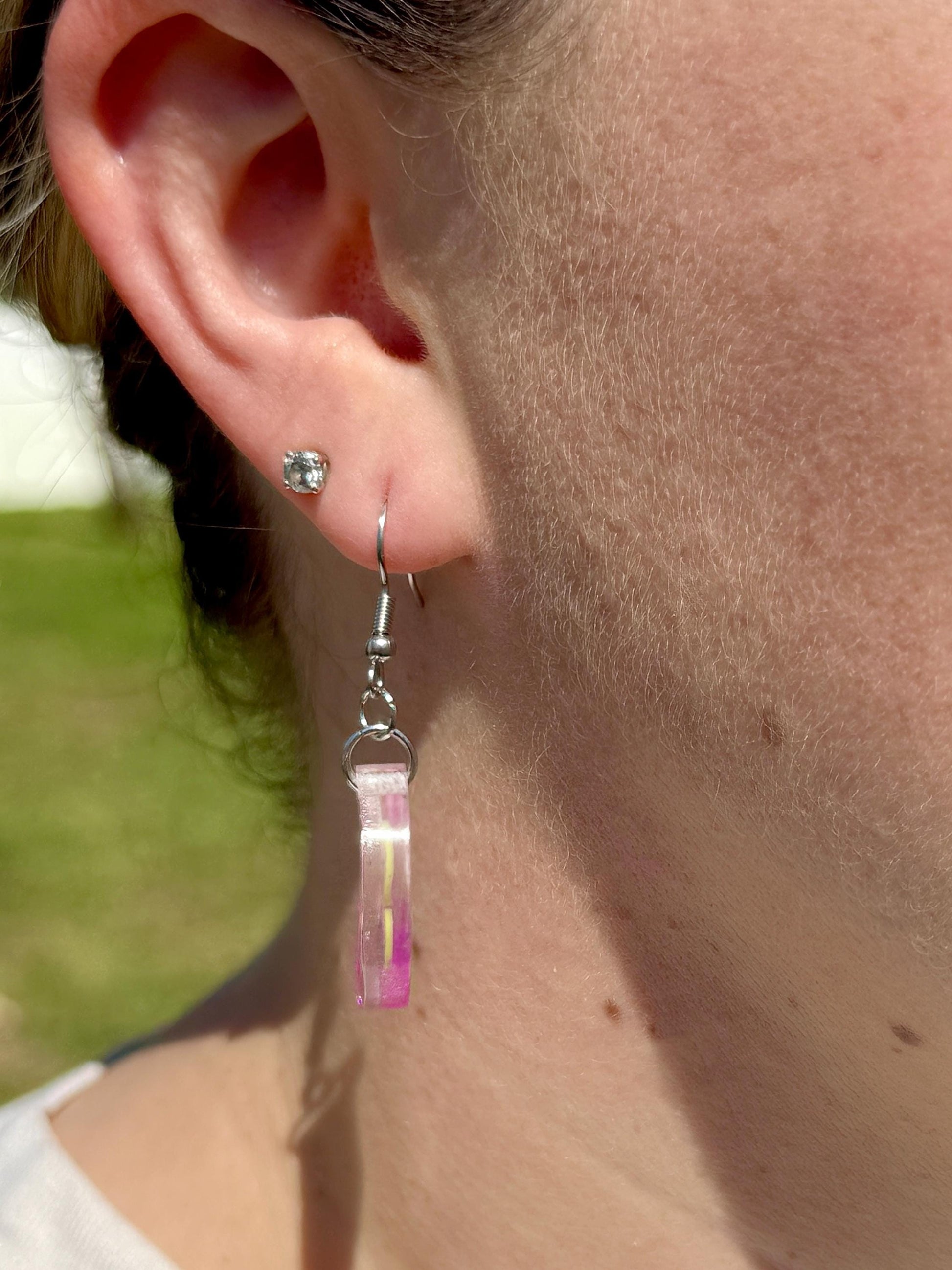 Handcrafted Pink Citrus Resin Earrings – Glittery Fruit Slice Dangles