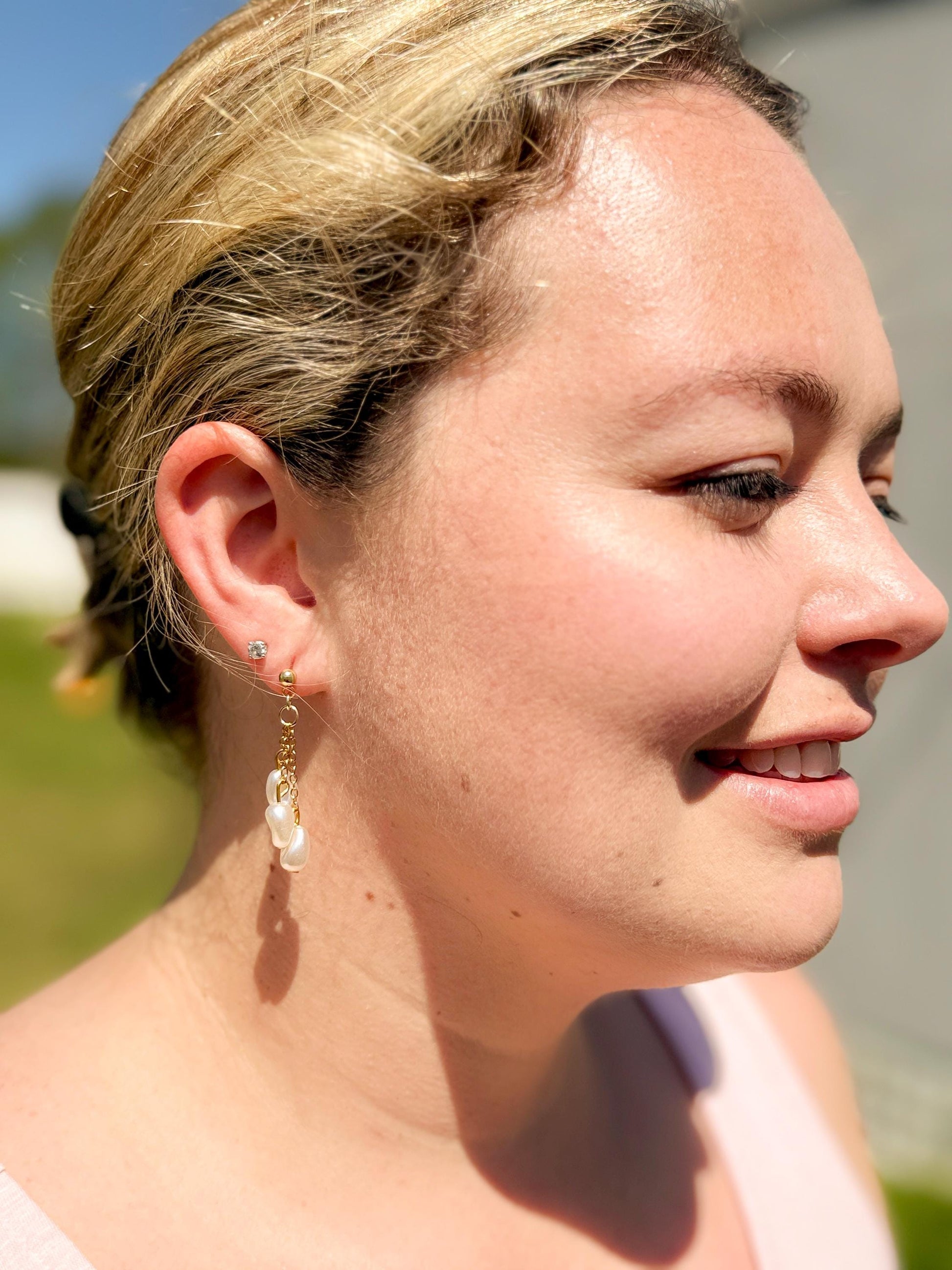 Handcrafted Baroque Pearl Cascade Earrings – Elegant Beaded Dangle Jewelry