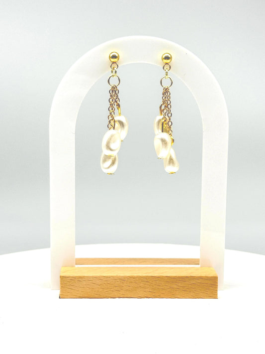 Handcrafted Baroque Pearl Cascade Earrings – Elegant Beaded Dangle Jewelry