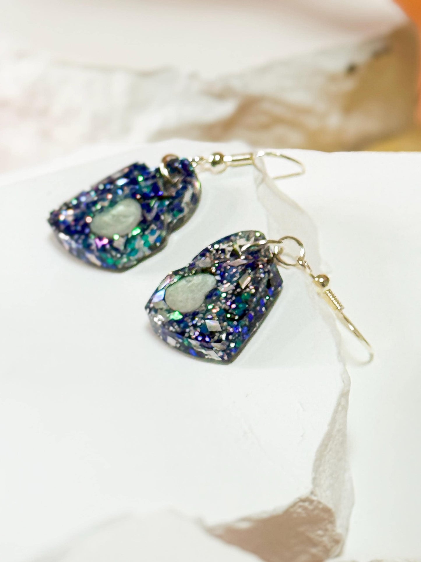 Coffee Mug Earrings, Resin Earrings | Glitter Holographic Cup Dangle • Handmade Coffee-Lover Gift