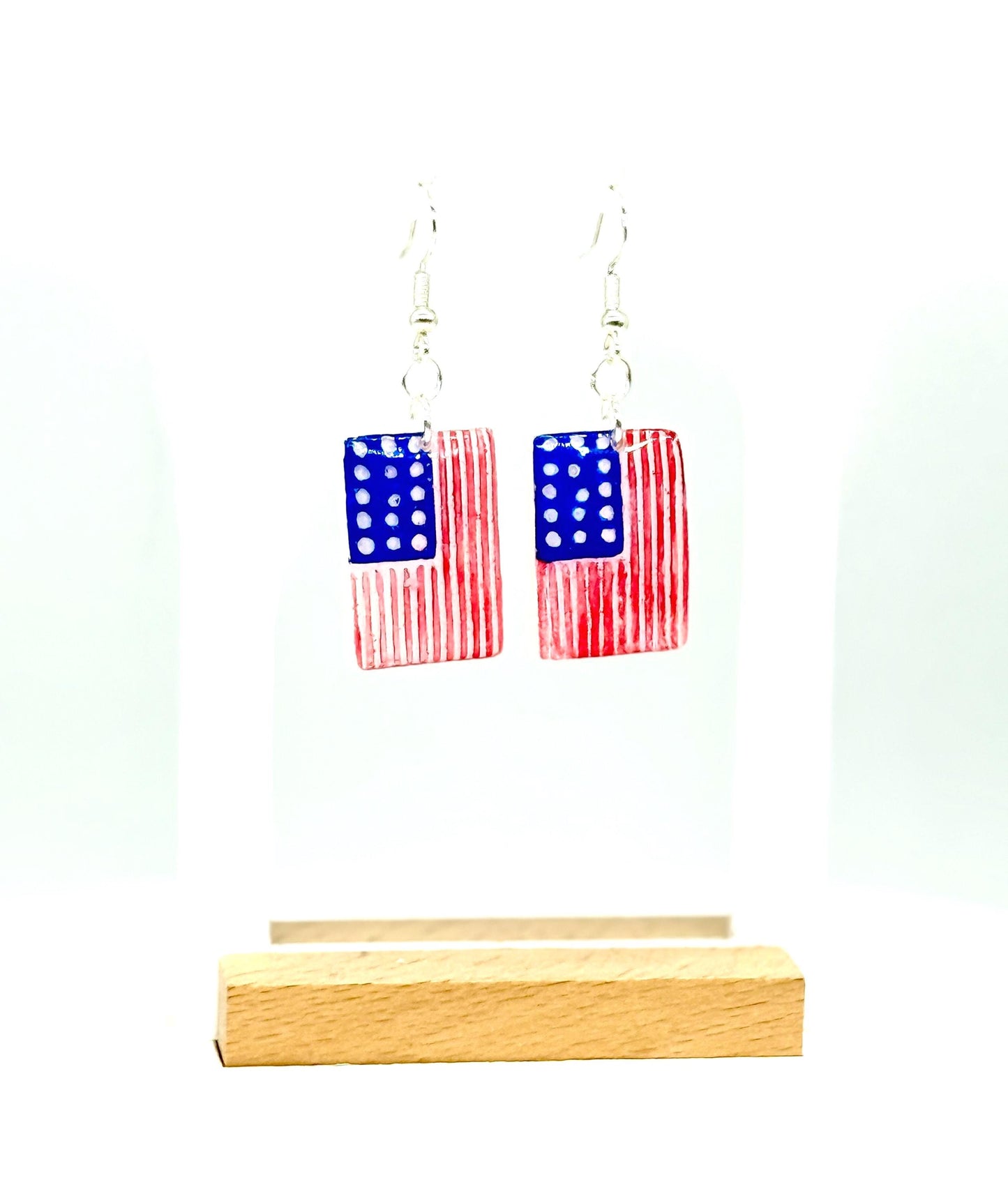 American Flag Earrings: Hand-Painted Patriotic USA Dangle