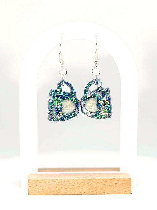 Coffee Mug Earrings, Resin Earrings | Glitter Holographic Cup Dangle • Handmade Coffee-Lover Gift