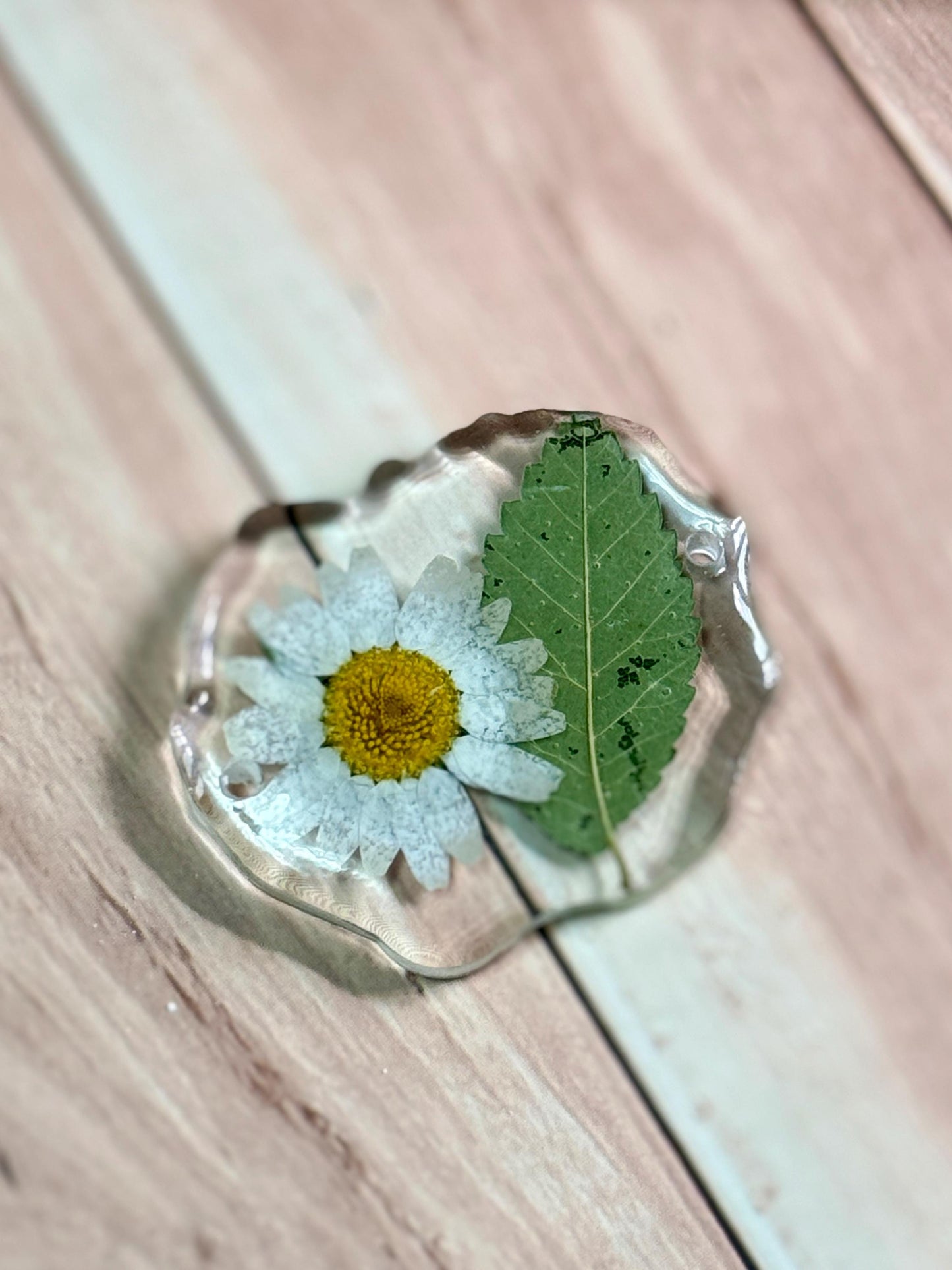 Birth Flower Charm, Journal Charm | Real Pressed-Flower Resin • Optional Adjustable Leather Tie