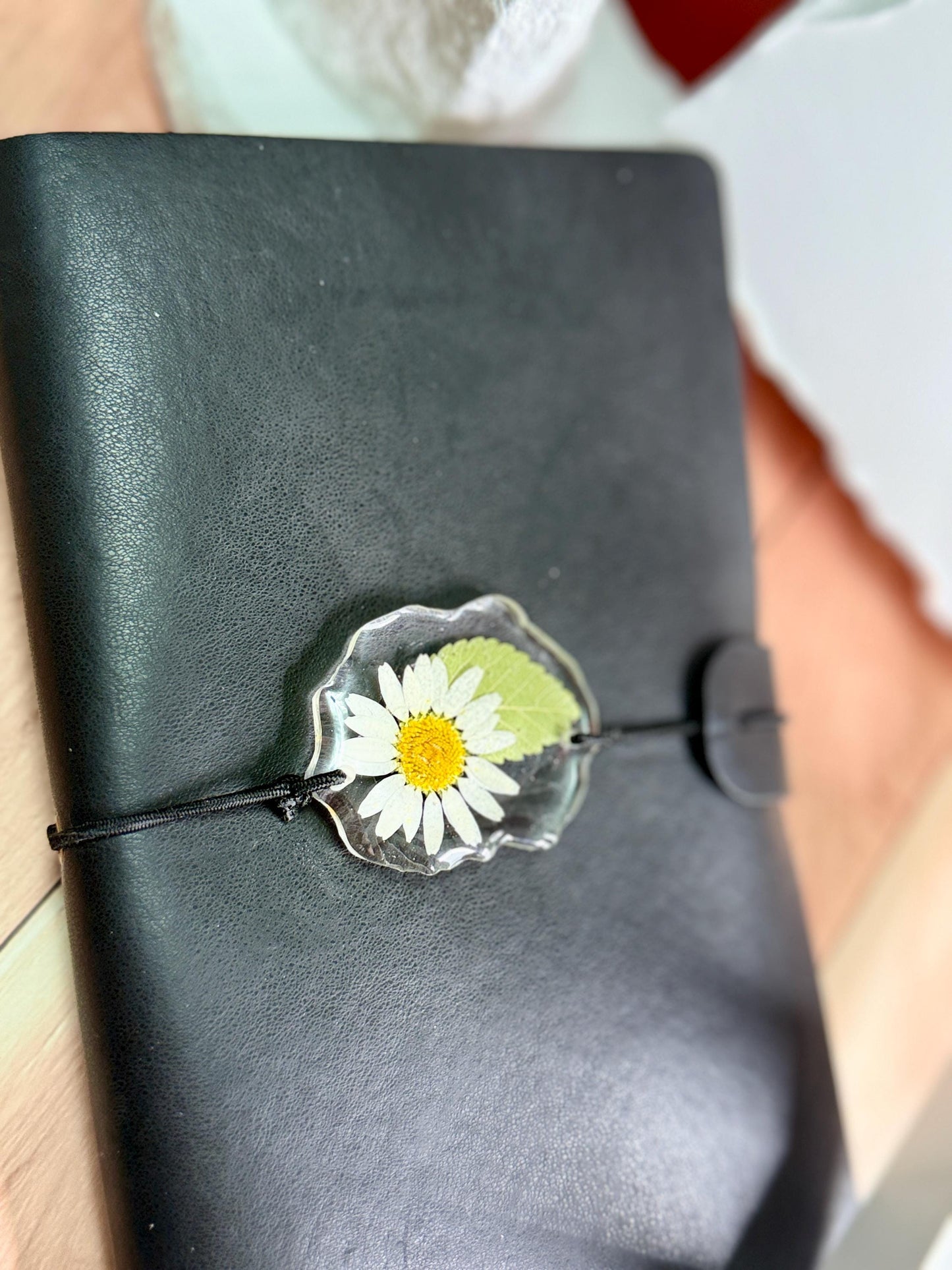 Birth Flower Charm, Journal Charm | Real Pressed-Flower Resin • Optional Adjustable Leather Tie
