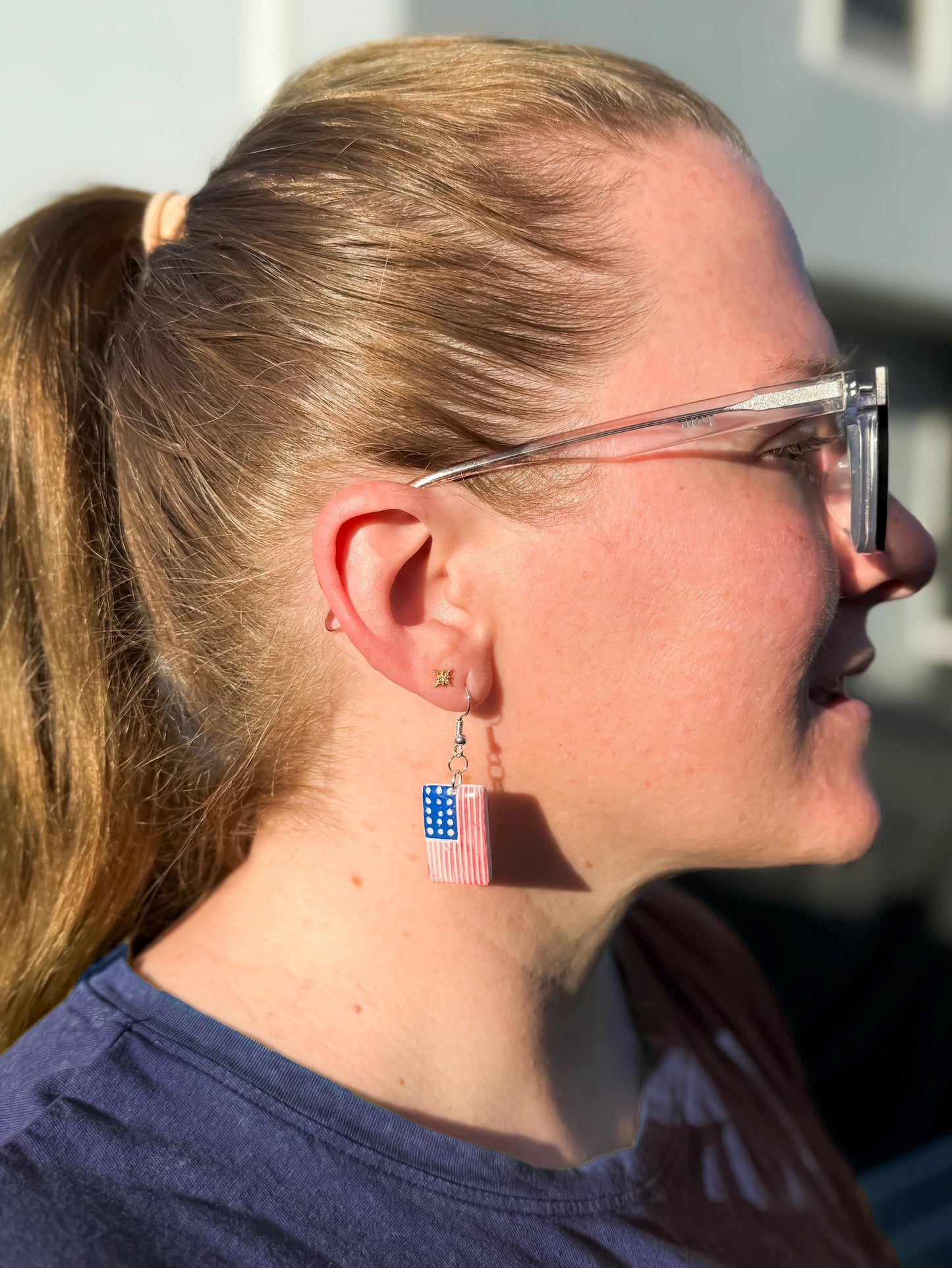 American Flag Earrings: Hand-Painted Patriotic USA Dangle