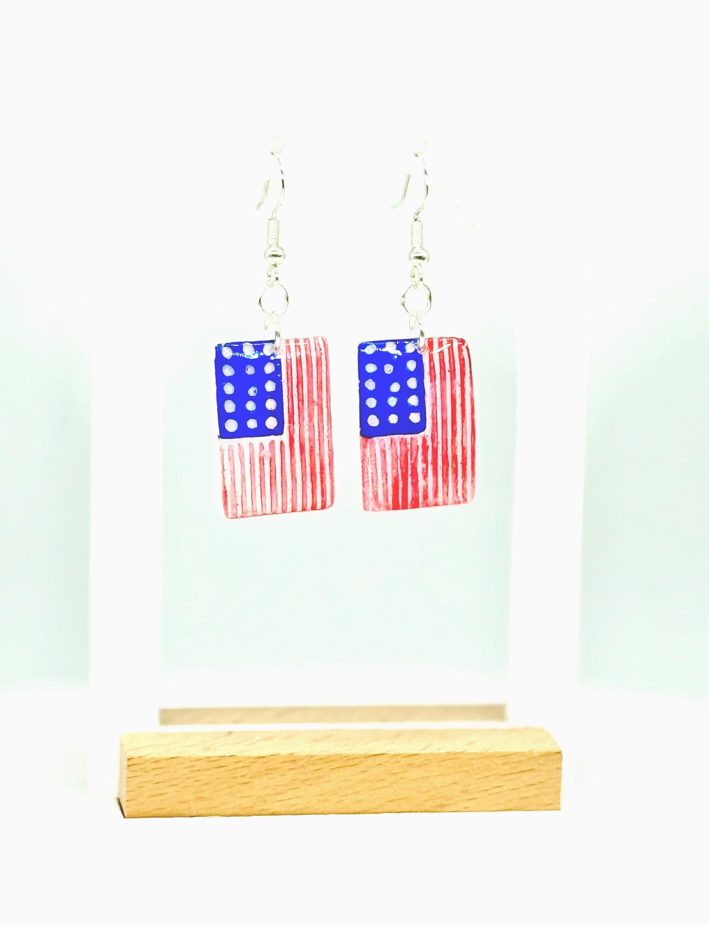 American Flag Earrings: Hand-Painted Patriotic USA Dangle