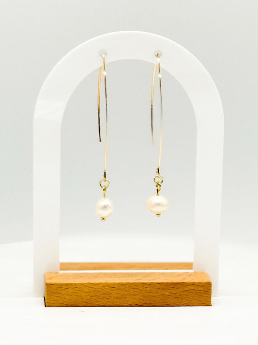 Baroque Pearl Drop Earrings: Gold-Plated Marquise, Elegant Bridal Jewelry