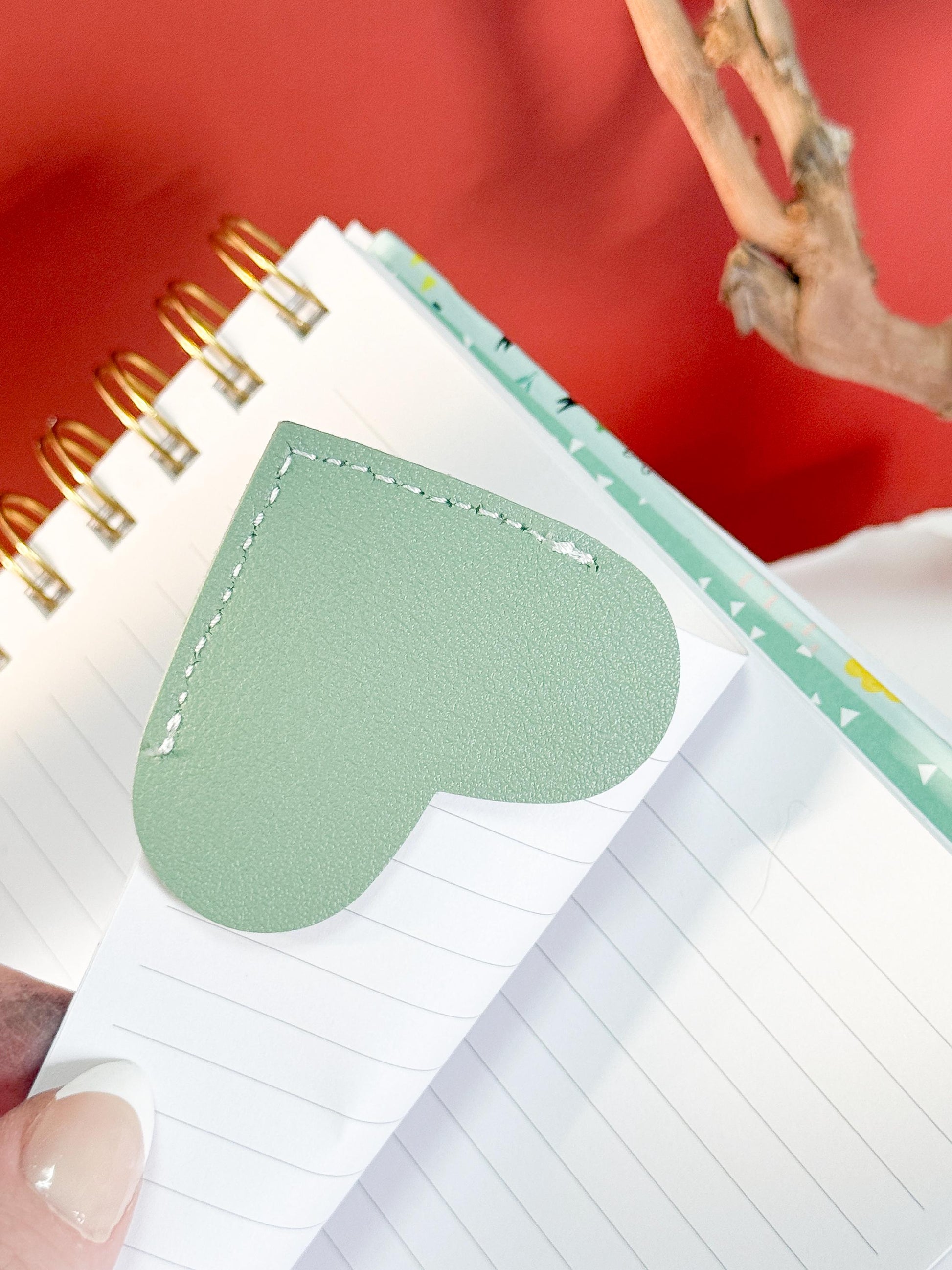 Personalized Birth Flower Bookmark: Engraved Faux Leather Heart Corner