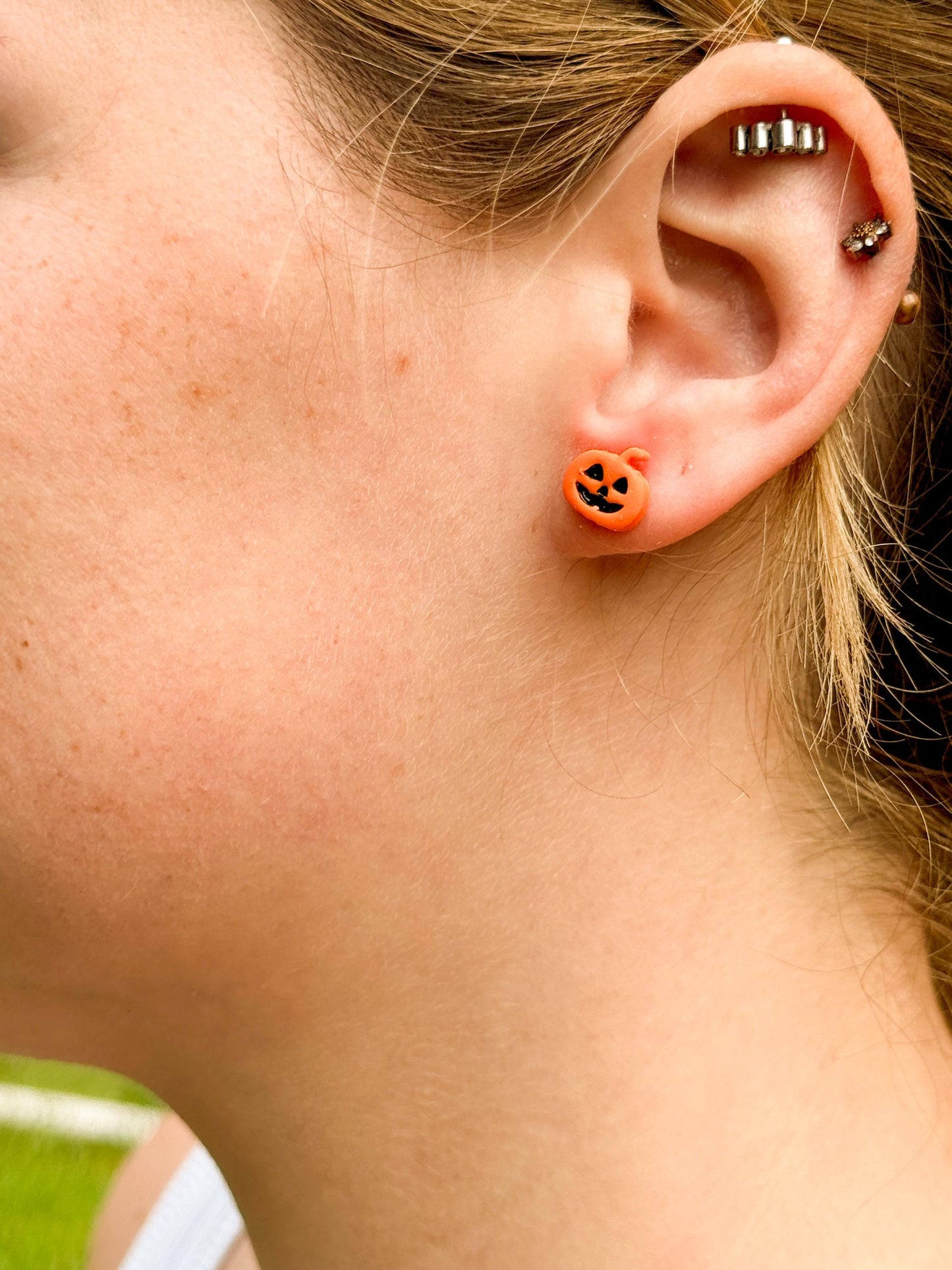 Halloween Polymer Clay Stud Earrings: Bats, Moons, Ghosts, Pumpkins