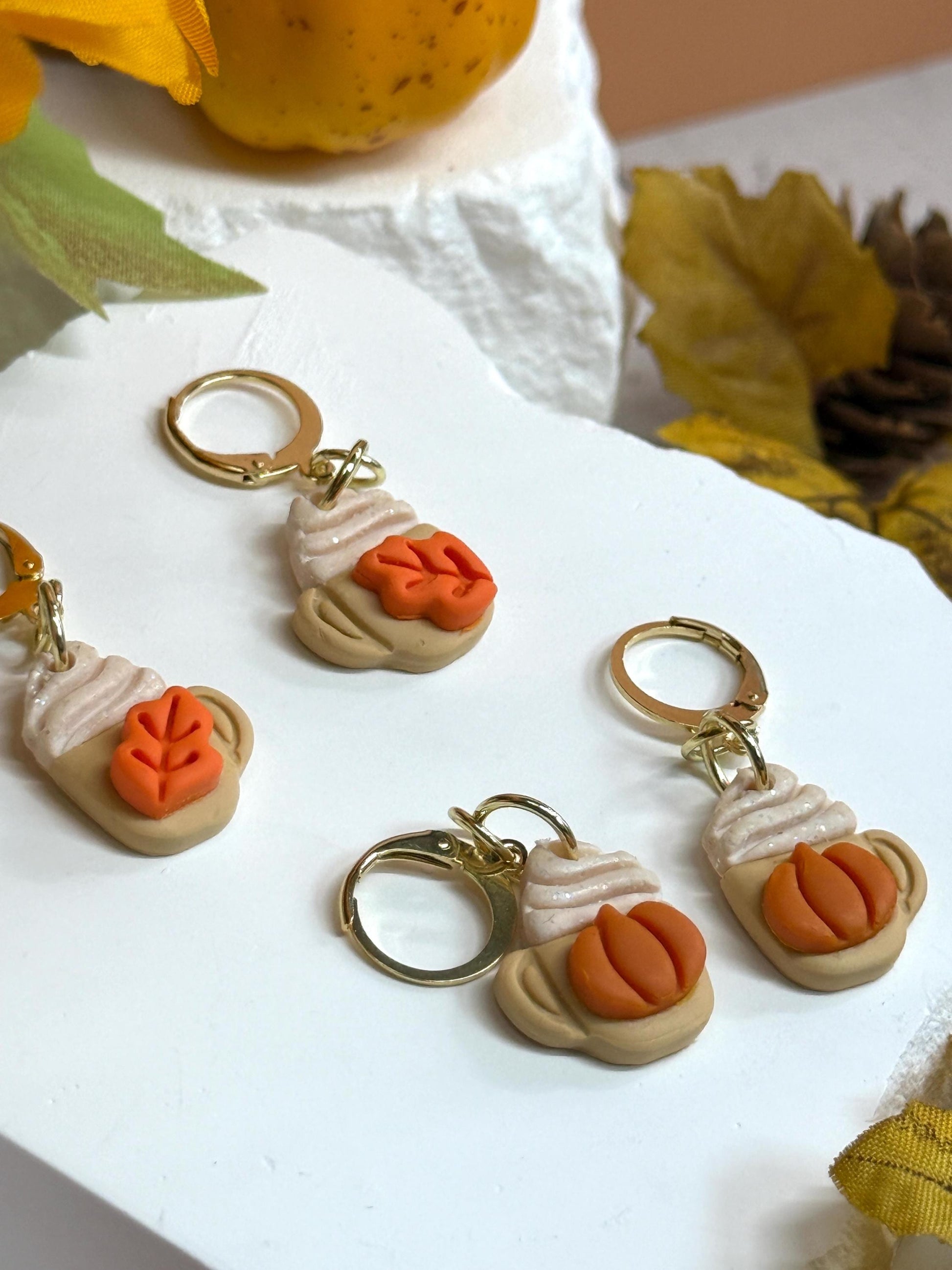 Pumpkin Spice Mug Earrings – Polymer Clay Coffee Dangles, Mismatched or Matching Sets