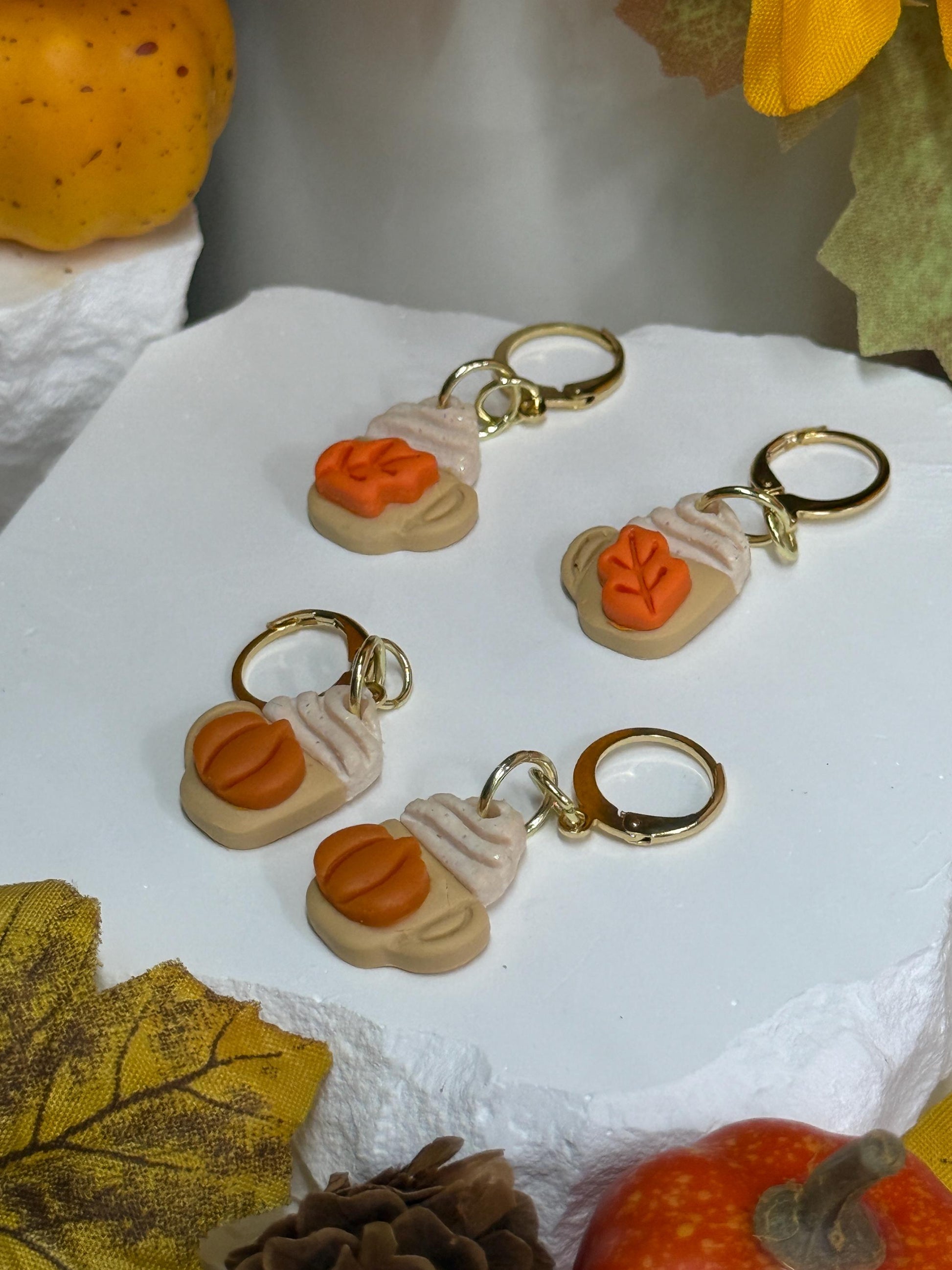 Pumpkin Spice Mug Earrings – Polymer Clay Coffee Dangles, Mismatched or Matching Sets