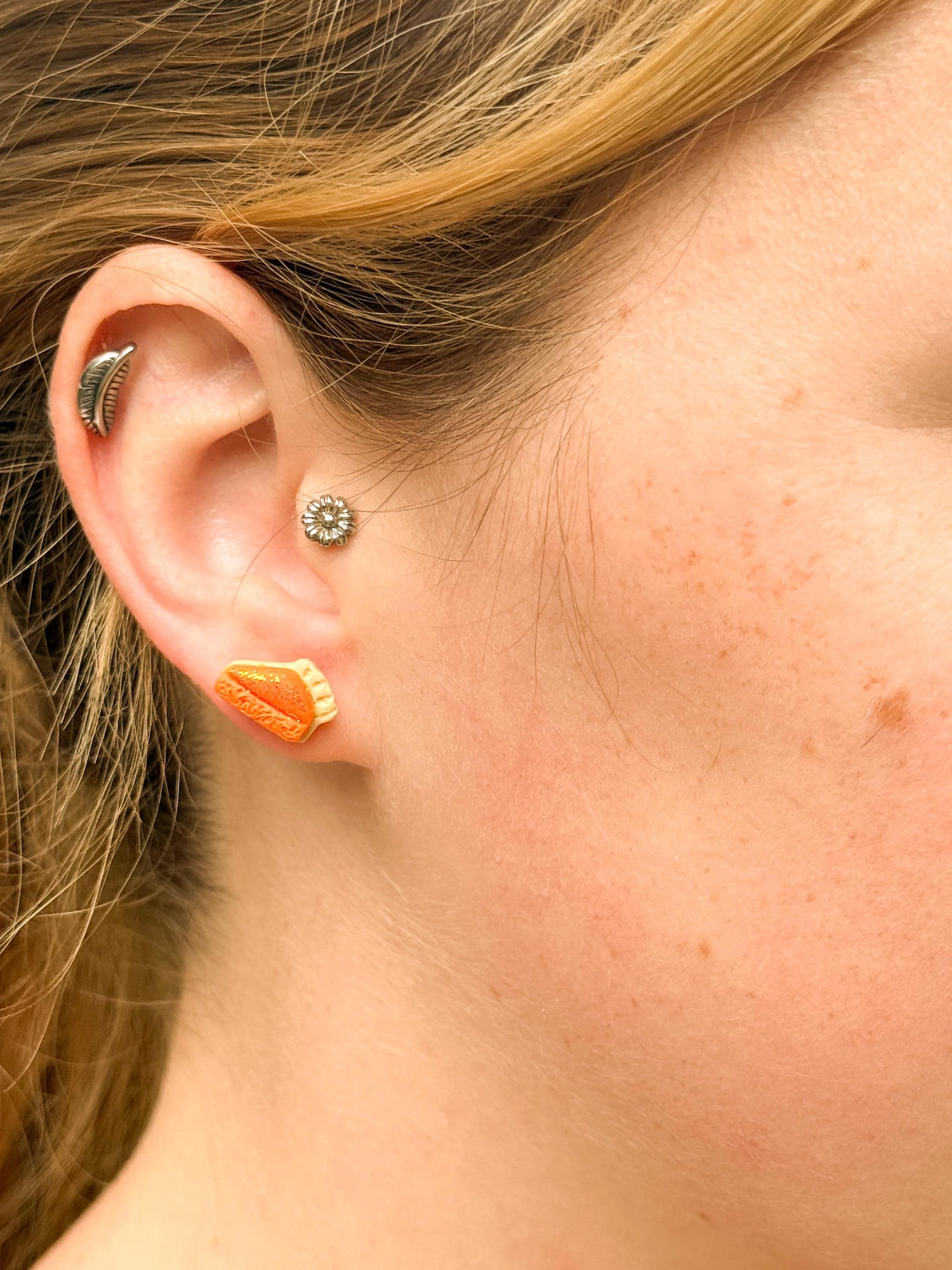 Fall Polymer Clay Stud Earring Set: Pumpkin Pie, PSL Coffee, Autumn Leaf