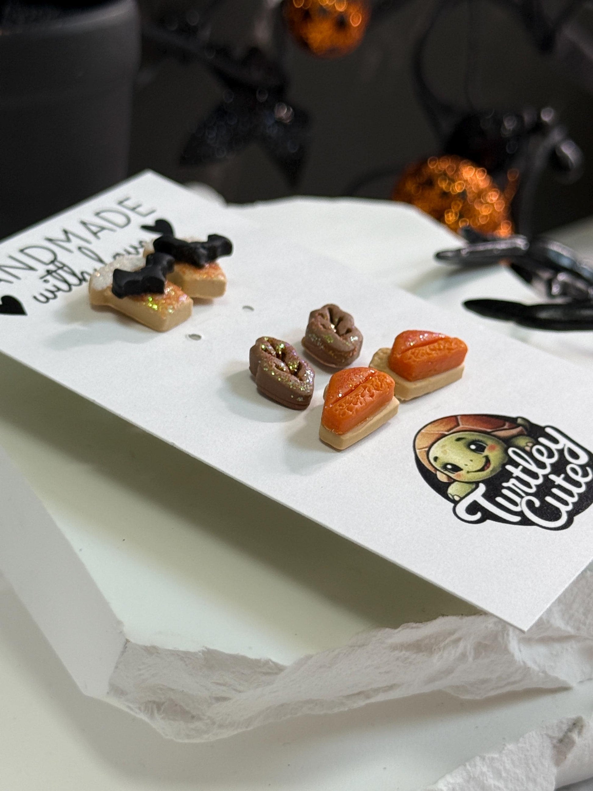 Fall Polymer Clay Stud Earring Set: Pumpkin Pie, PSL Coffee, Autumn Leaf