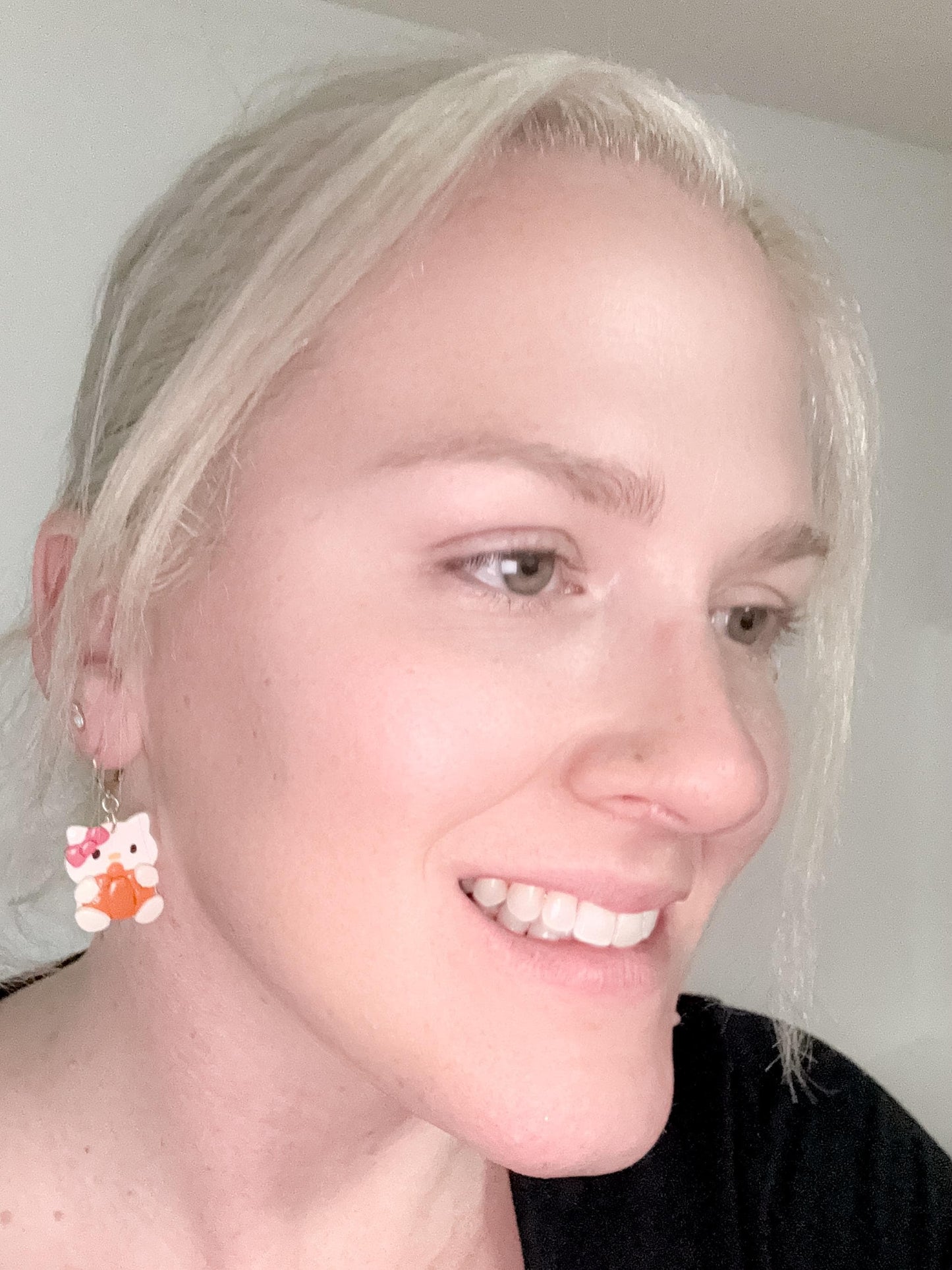 Kawaii Pumpkin Kitty Earrings — Polymer Clay & Resin (Fall/Halloween)