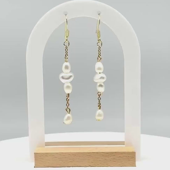 Handcrafted Baroque Faux Pearl Earrings – Three Length Options for Elegant Dangle Jewelry