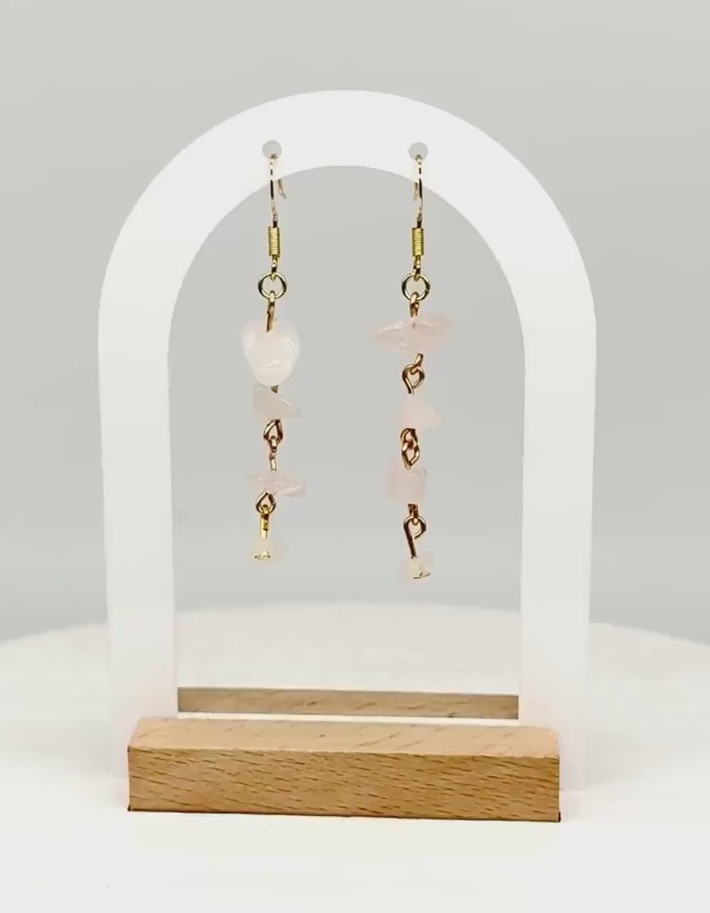 White Stone Chip Dangle Earrings – Handmade Real Gemstone Jewelry