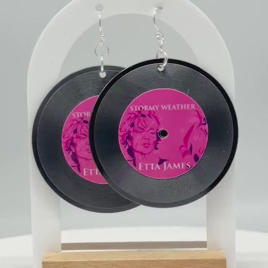 Custom Album Cover Vinyl Record Earrings: 14K Gold, Sterling Silver, or Steel