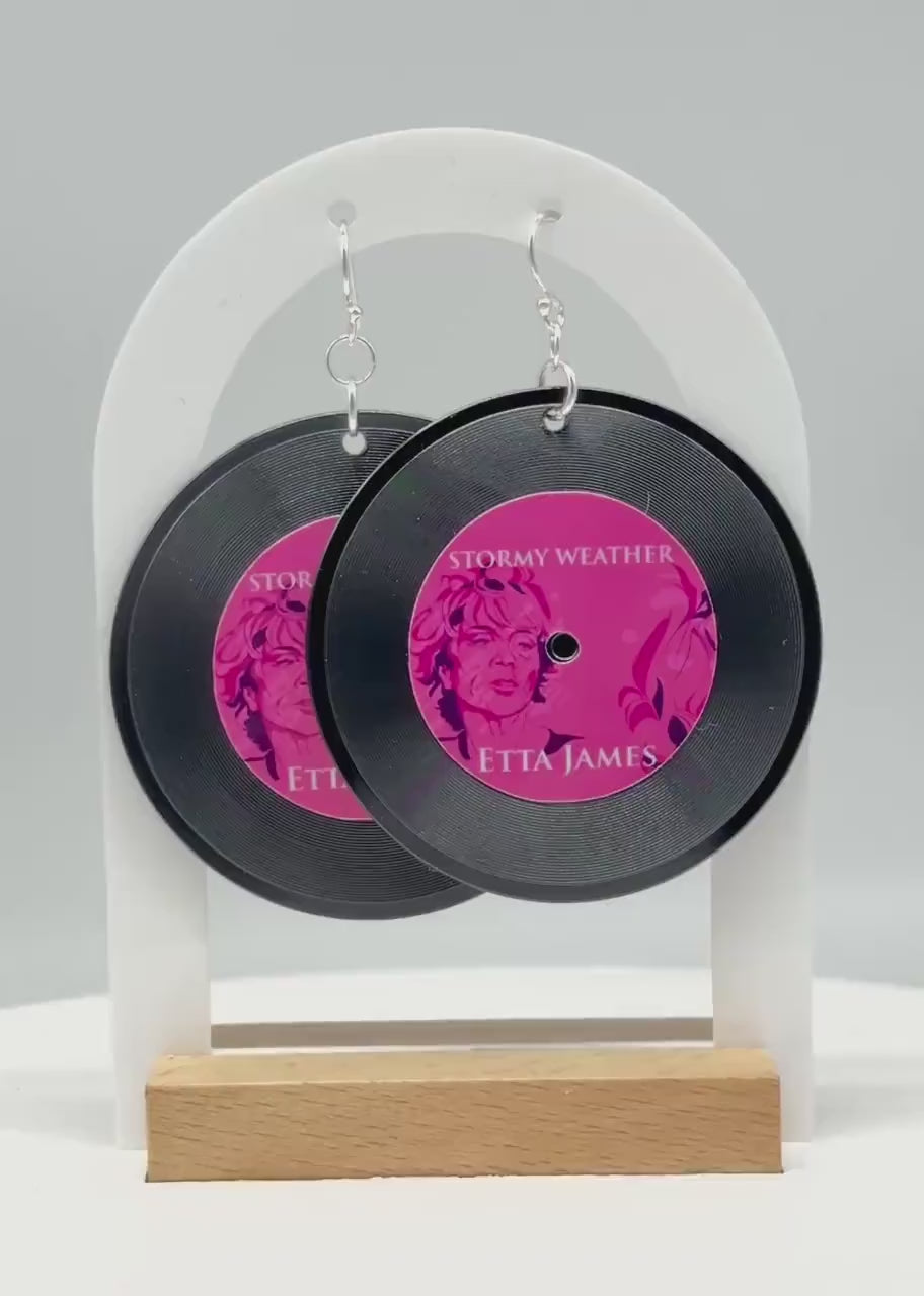 Custom Album Cover Vinyl Record Earrings: 14K Gold, Sterling Silver, or Steel