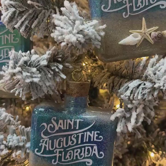 Custom Beach-Themed Ornament with Glitter Gradient & Seashells - Personalized Shatterproof Christmas Ornament