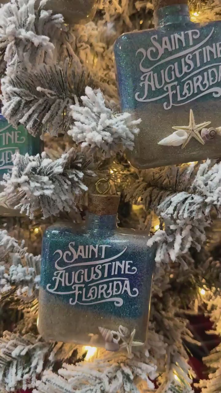 Custom Beach-Themed Ornament with Glitter Gradient & Seashells - Personalized Shatterproof Christmas Ornament