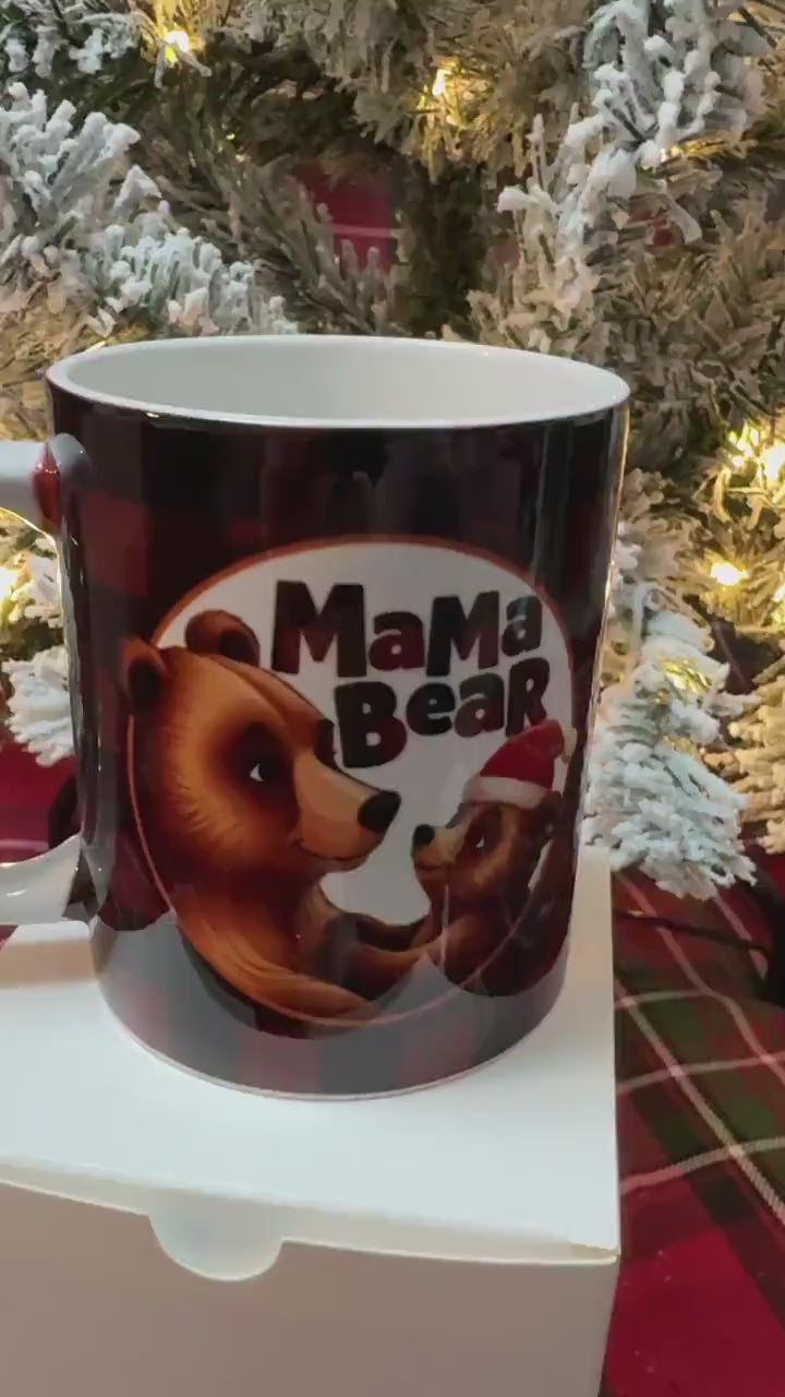 Mama Bear & Dada Bear Mug Set: Red Gingham Parent Gift