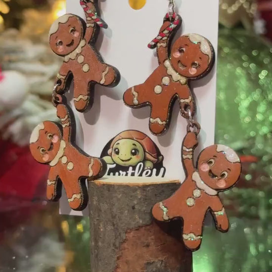 Handmade Gingerbread Man Dangle Earrings: Festive Christmas Jewelry