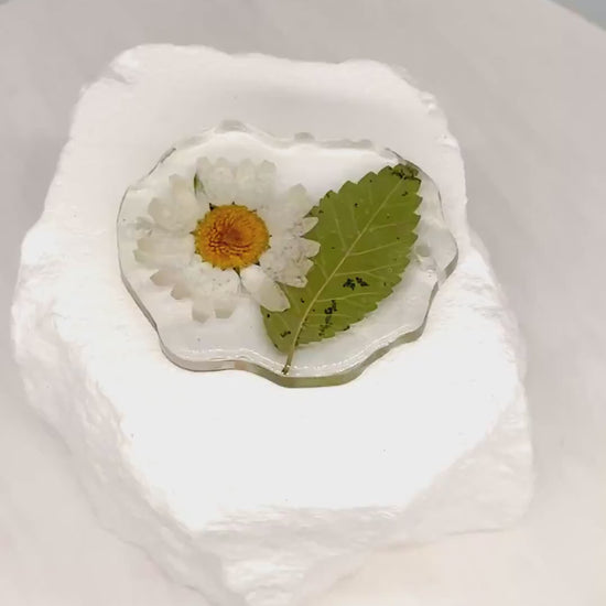 Birth Flower Charm, Journal Charm | Real Pressed-Flower Resin • Optional Adjustable Leather Tie