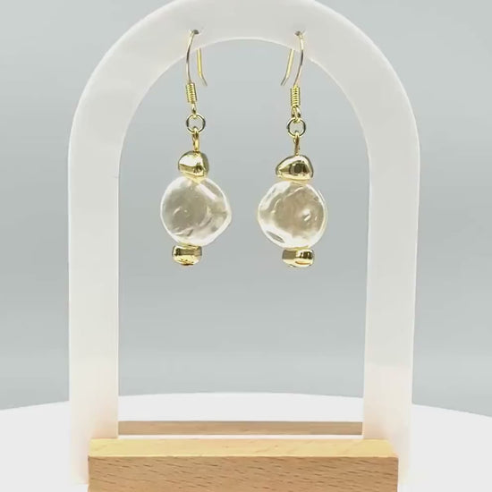 Baroque Pearl-Like Drop Unique Gold Earrings – Classic & Versatile Jewelry