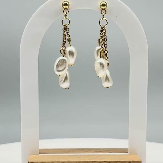 Handcrafted Baroque Pearl Cascade Earrings – Elegant Beaded Dangle Jewelry