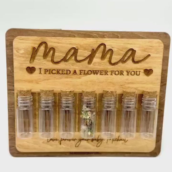 Personalized "Mama I Picked a Flower For You" Keepsake – Custom Engraved Wood Decor for Moms