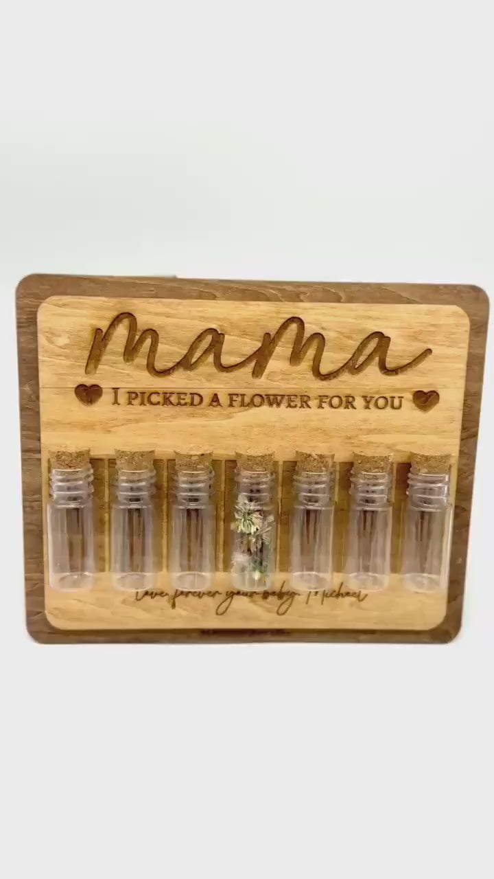 Personalized "Mama I Picked a Flower For You" Keepsake – Custom Engraved Wood Decor for Moms
