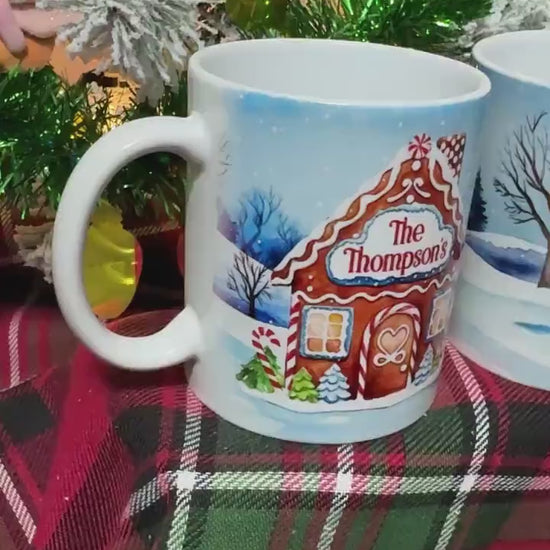 Personalized Gingerbread House Mug - Custom Family Name & Home Sweet Home, Ideal Housewarming Gift