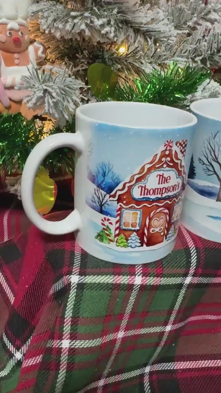 Personalized Gingerbread House Mug - Custom Family Name & Home Sweet Home, Ideal Housewarming Gift
