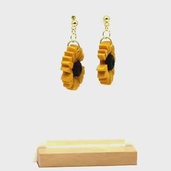 Polymer Clay Sunflower Earrings: 14k Gold Plated Posts